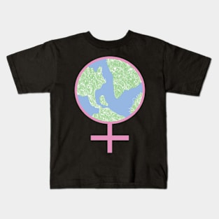 Female Zentangle World Design-Feminist Girl Power Kids T-Shirt